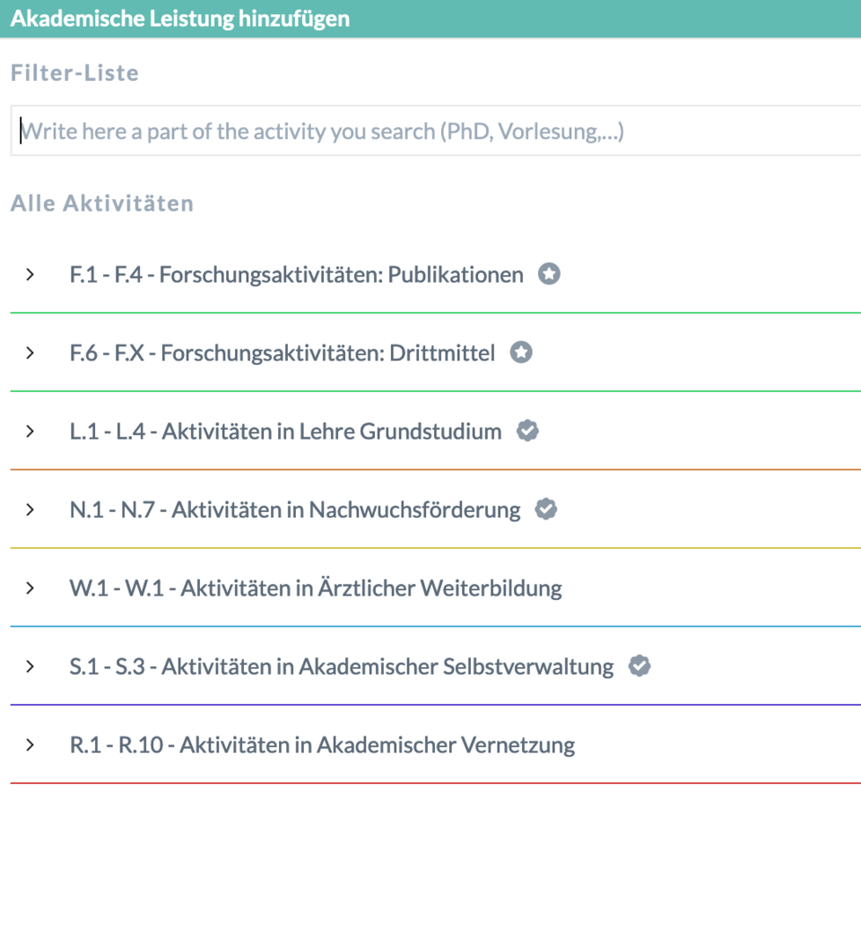 Akademische Leistung hinzufügen