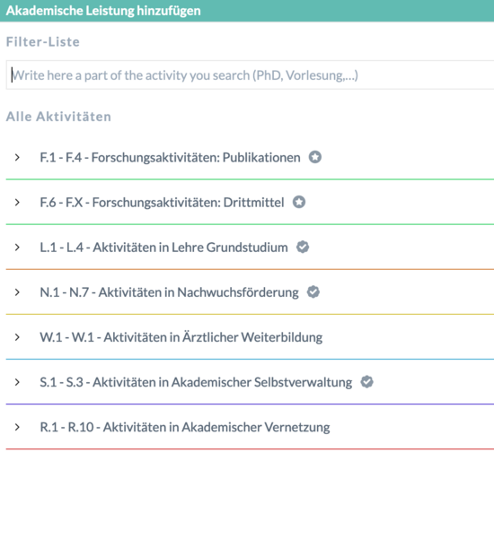 Akademische Leistung hinzufügen