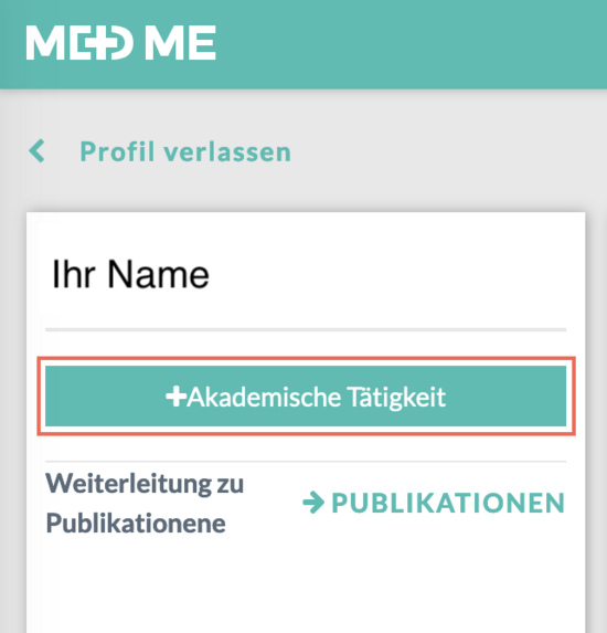 Akademische Tätigkeit hinzufügen