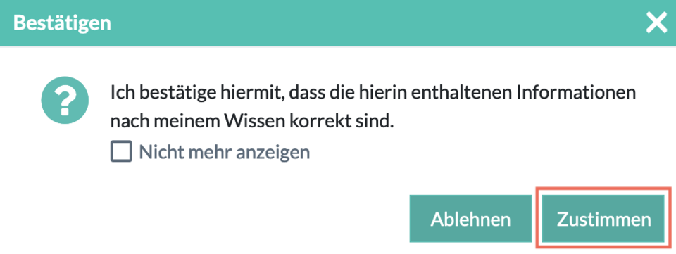 Bestätigung Zustimmung