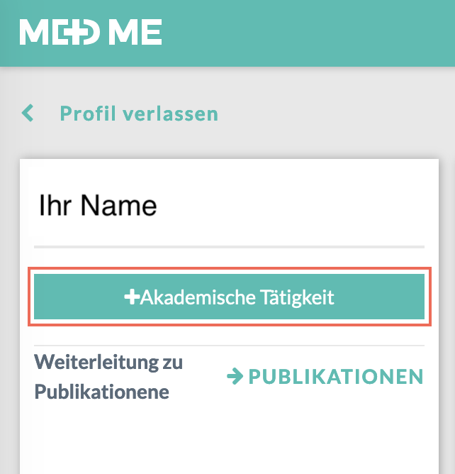 Akademische Tätigkeit hinzufügen